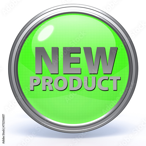 new product circular icon on white background