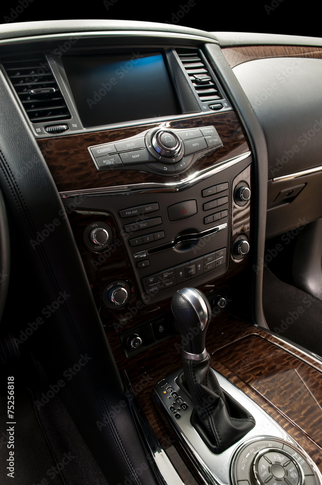 Panel of modern car. Auto interior detail.