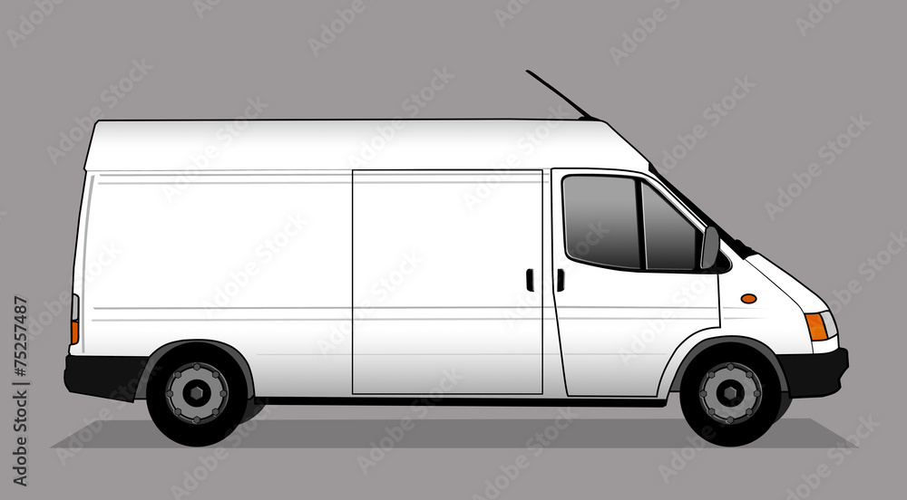 Illustration of white delivery car Illustration of white delivery car