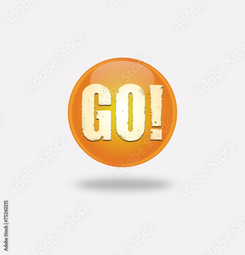 orange button with the word go photo