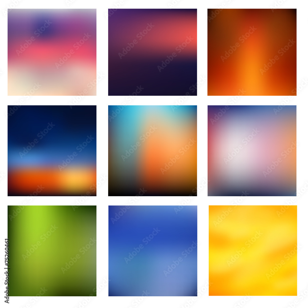 Blurred colorful background set vector