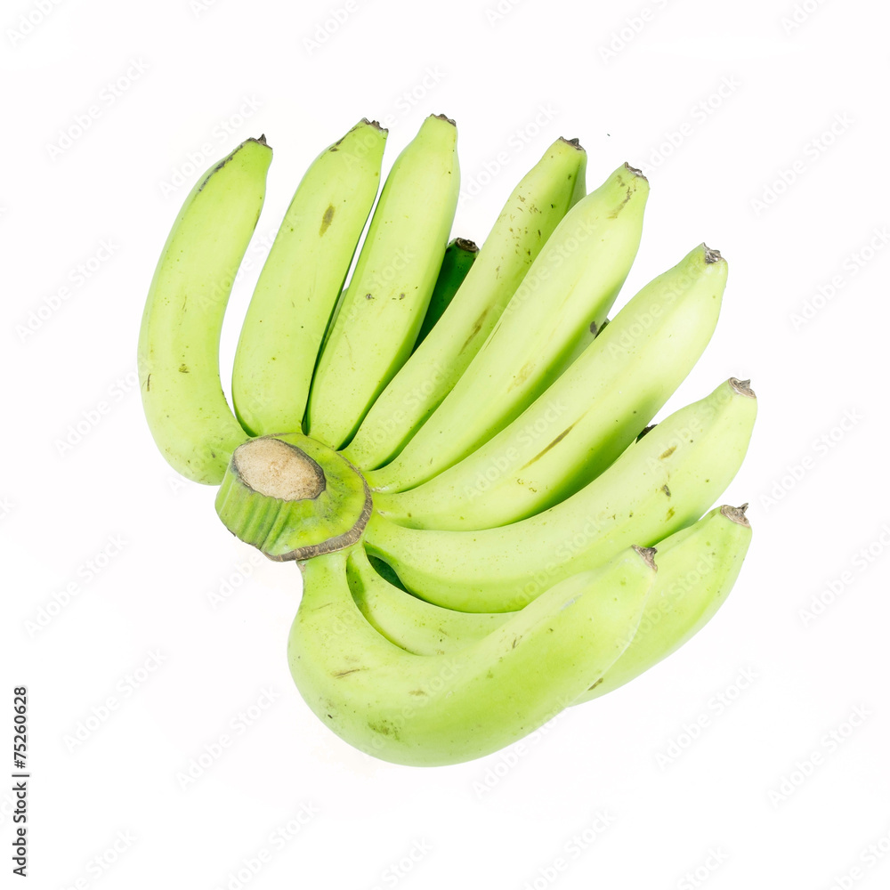 green banana bundle on a white background