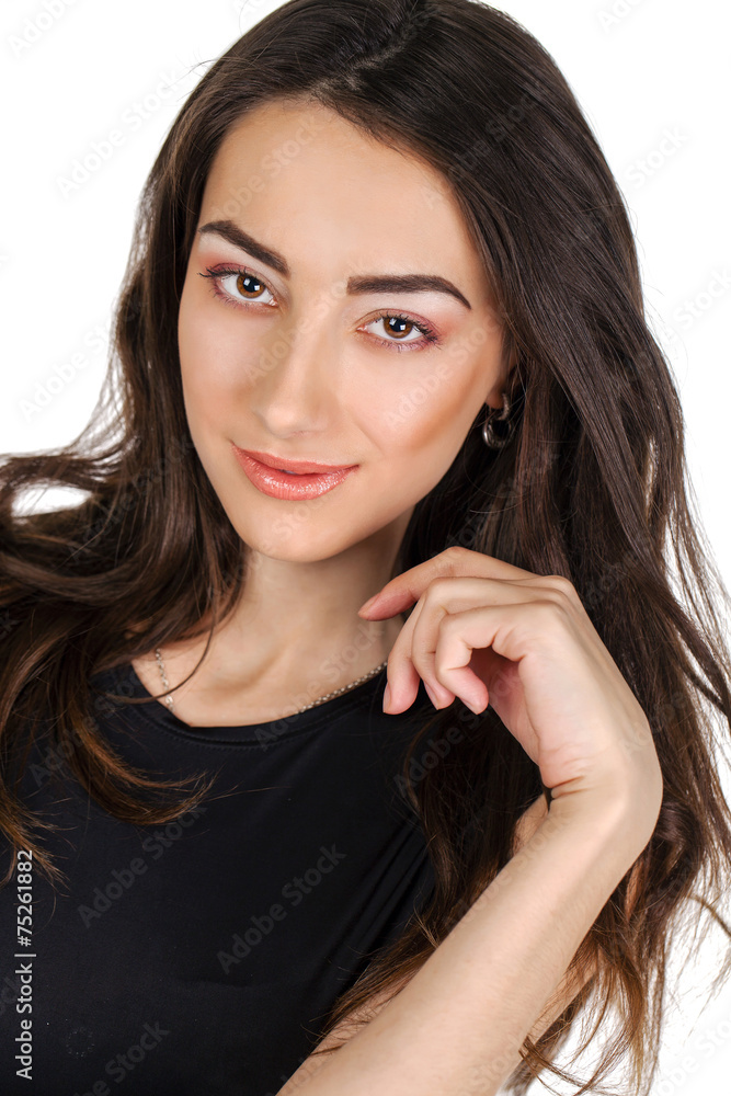 Young casual woman portrait isolated on white background Young casual woman portrait isolated on white background