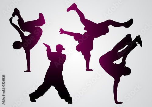 Breakdancers  black silhouettes