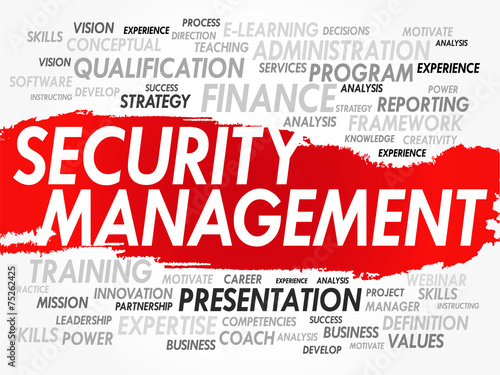 Word cloud of Security Management related items, vector