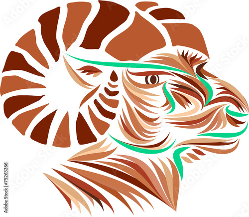 colored head of a goat