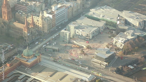 Aerial view of the Federation Square in Melbourne, Australia