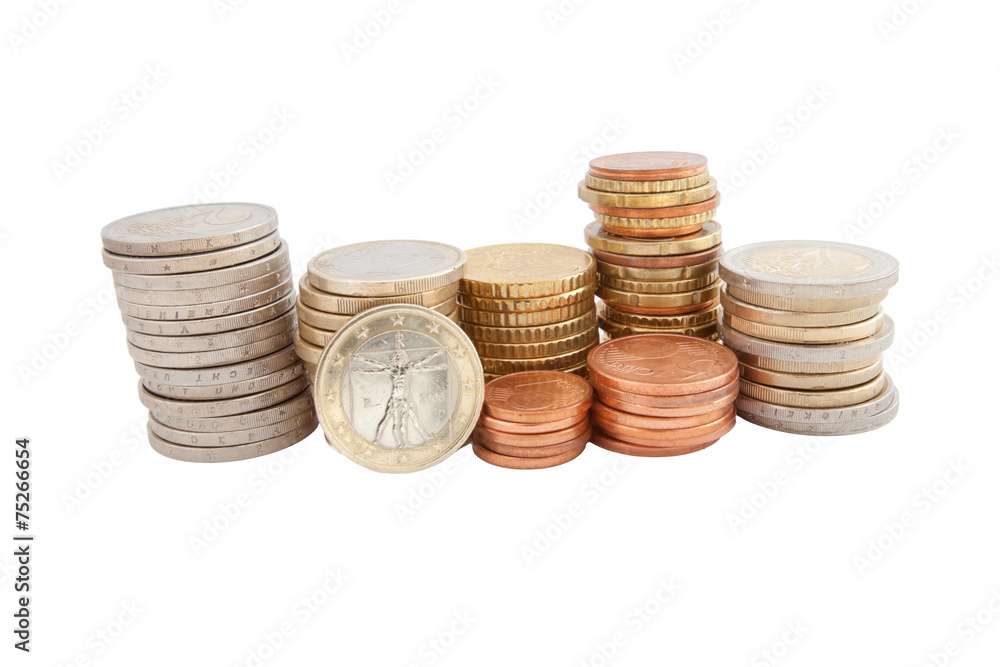 Stack of German Euro coins