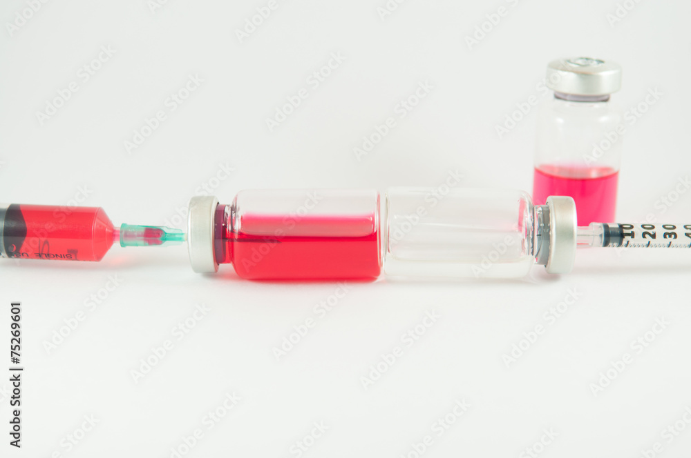 Action of liquid pump from medicine vial by injection syringe Action of liquid pump from medicine vial by injection syringe