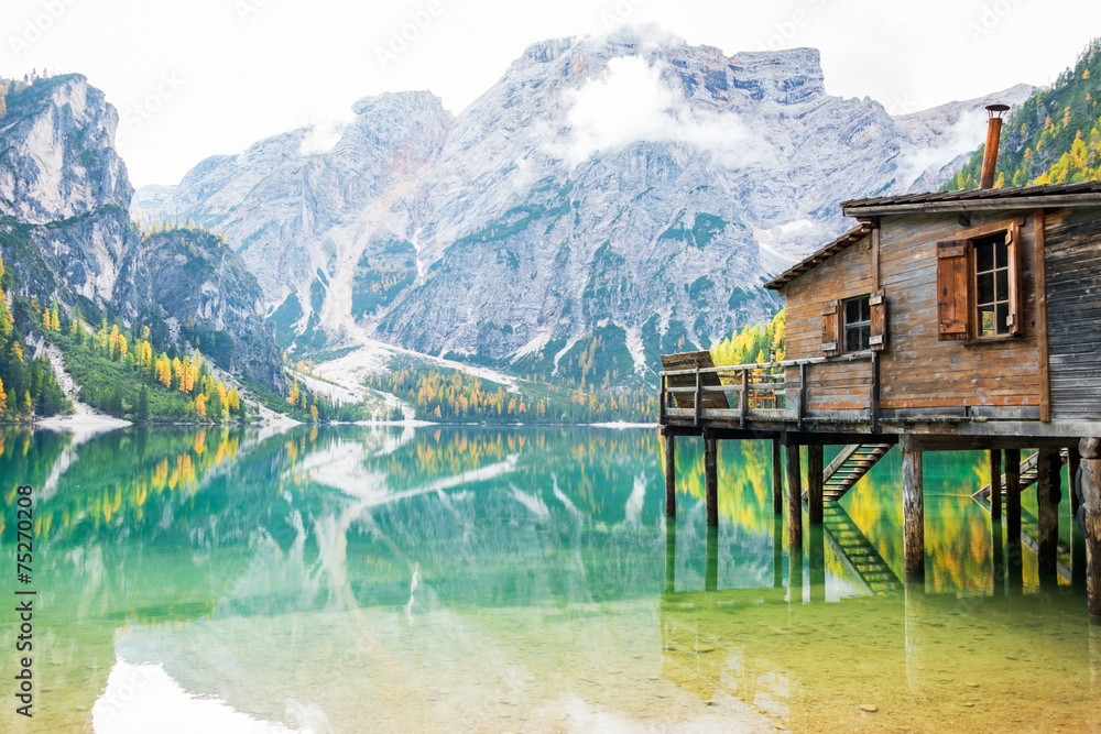 Lake braies in south tyrol, italy