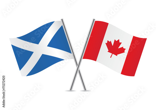 Scottish and Canadian flags. Vector illustration.