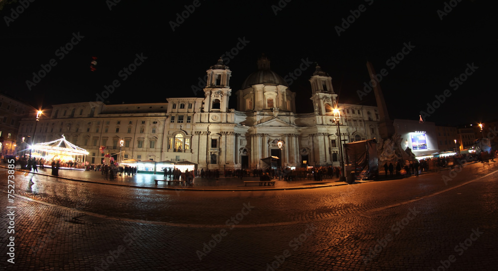 Piazza Navona at night in Rome