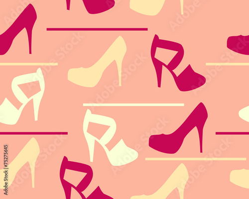 Background shoes and sandals. Vector seamless