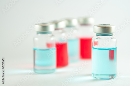 Blue liquid in injection vials