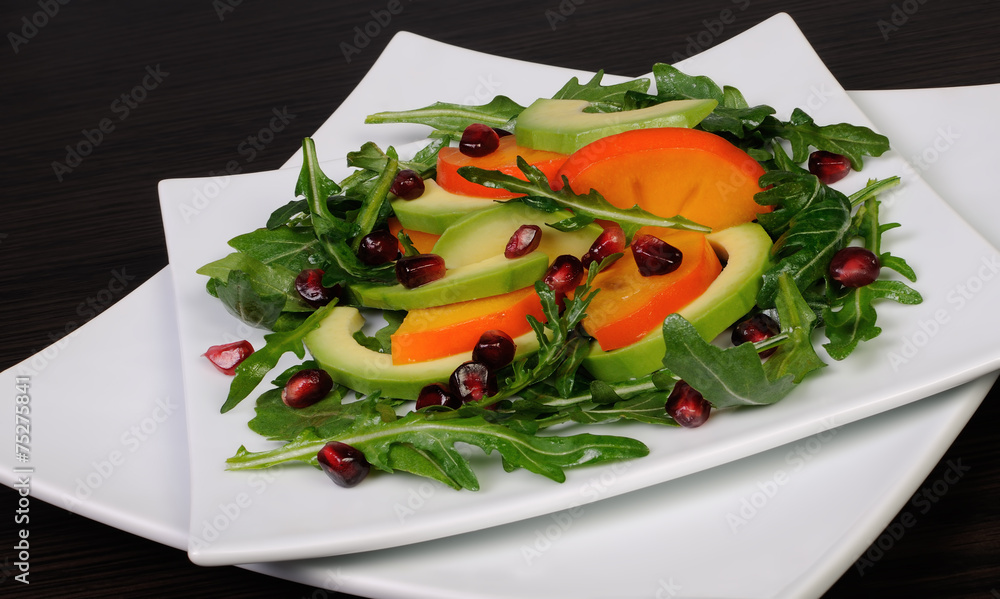 Salad with avocado, grapefruit, persimmon Salad with avocado, grapefruit, persimmon