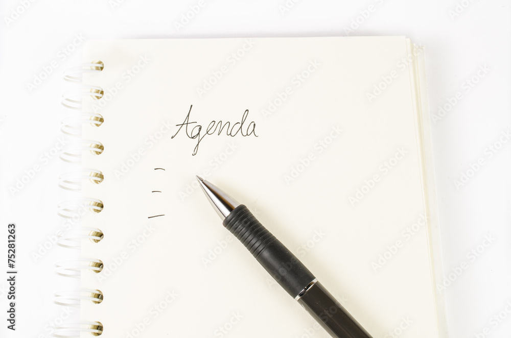 Agenda record,notebook on white background Agenda record,notebook on white background