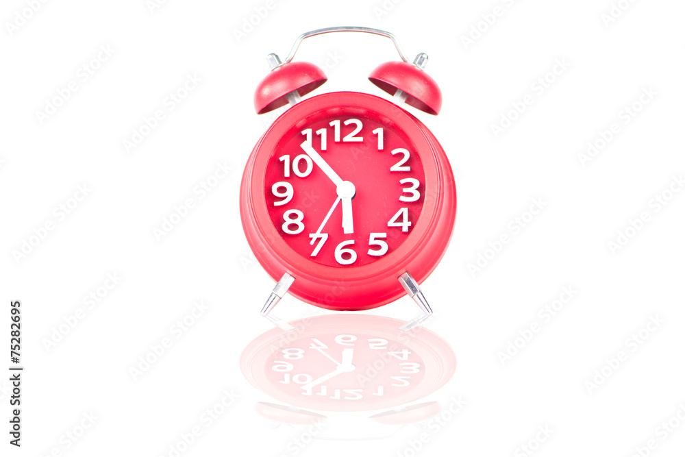 Red clock on white and shadow effect Red clock on white and shadow effect