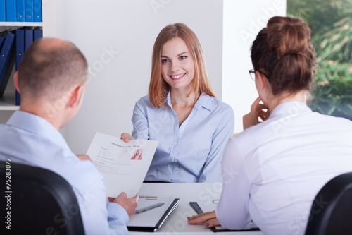 Wallpaper Mural Young girl gives her CV Torontodigital.ca