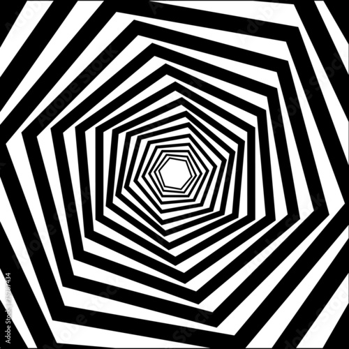 Abstract striped warped hexagonal optical illusion