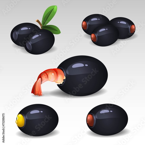 Black olives with shrimps