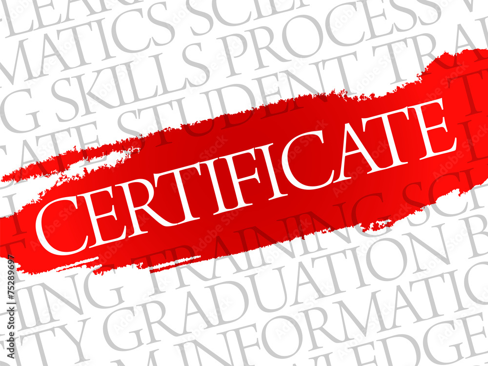 CERTIFICATE. Word education collage on gray vector background CERTIFICATE. Word education collage on gray vector background