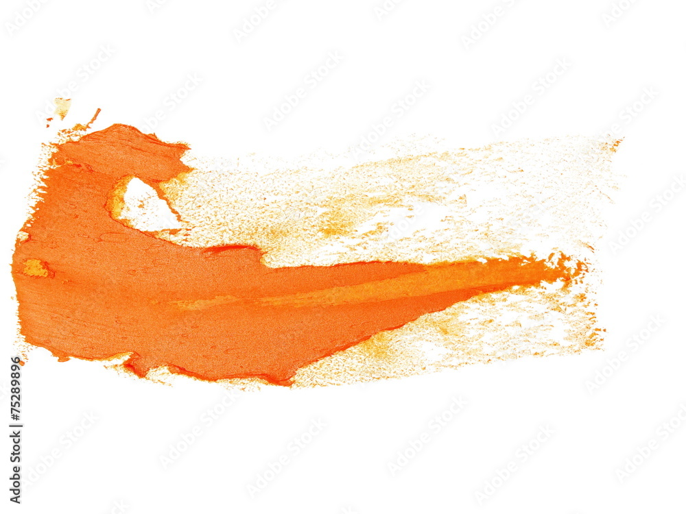 Fototapeta premium orange grunge brush strokes oil paint isolated on white