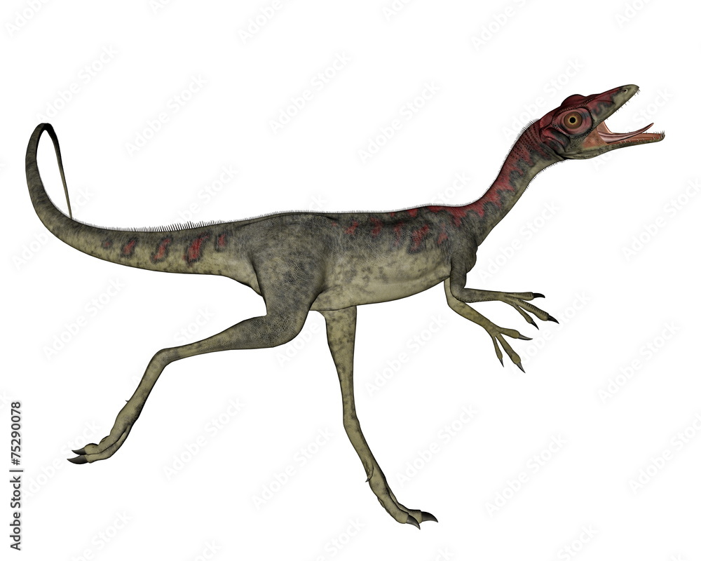 Compsognathus dinosaur running - 3D render Compsognathus dinosaur running - 3D render