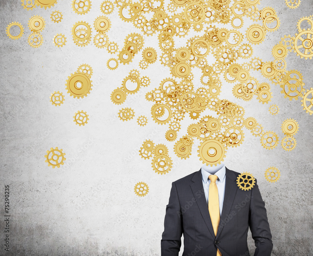 businessman with a gold head gears businessman with a gold head gears