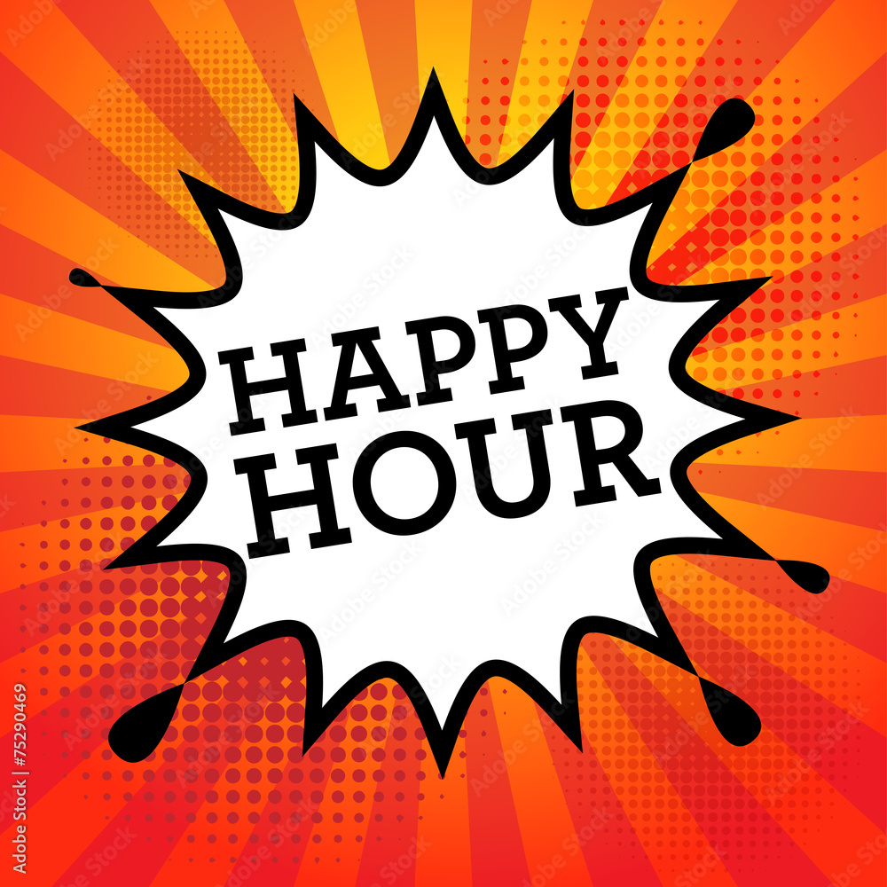 Comic book explosion with text Happy Hour, vector Comic book explosion with text Happy Hour, vector