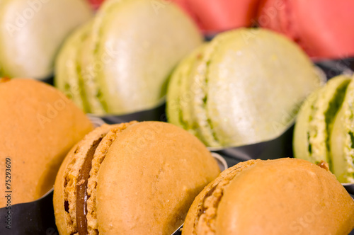 Traditional french macaroons in a box