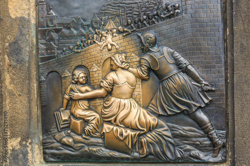 Canvas Print Relief on Charles Bridge in Prague, Czech Republic