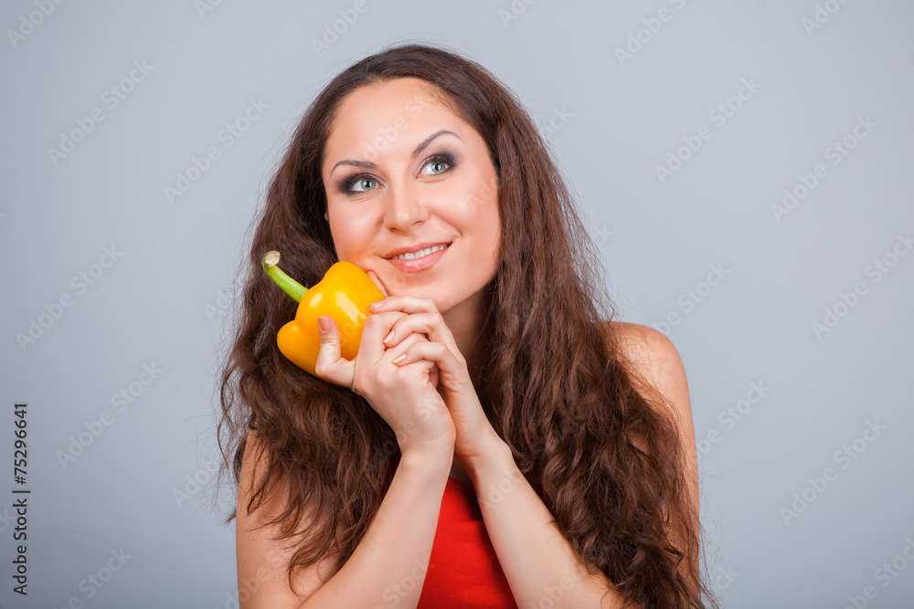 Woman with bell pepper Woman with bell pepper