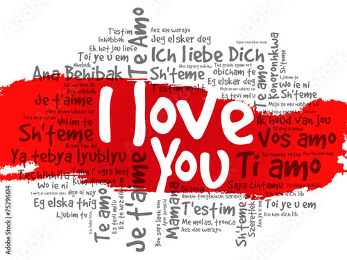 Word cloud - I Love You in different languages, valentine day photo