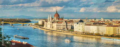 Canvas Print Panoramic overview of Budapest
