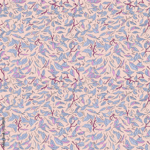 fallen leaves and branches seamless pattern