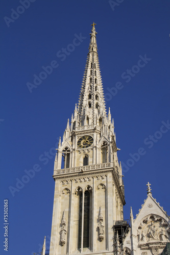 Zagreb Cathedral  clock tower. Croatia.