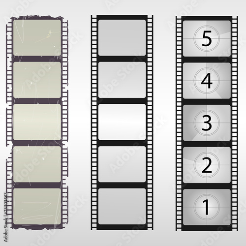 Old film. Film countdown numbers. Vector illustration.