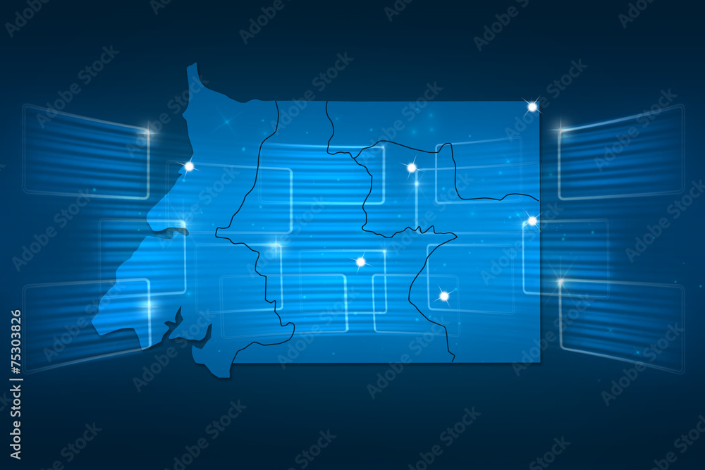 Obraz premium Equatorial Guinea Map World map News Communication blue