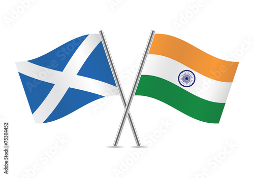 Scottish and Indian flags. Vector illustration.