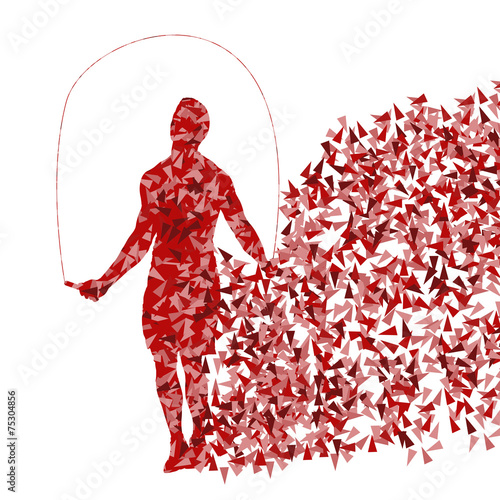 Crossfit man training with jumping rope vector background
