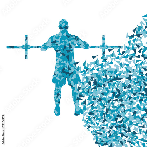 Crossfit man weightlifting vector background concept