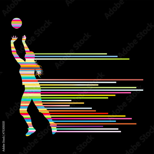 Volleyball woman player vector background