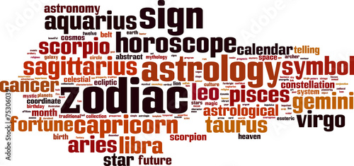 Zodiac word cloud concept. Vector illustration