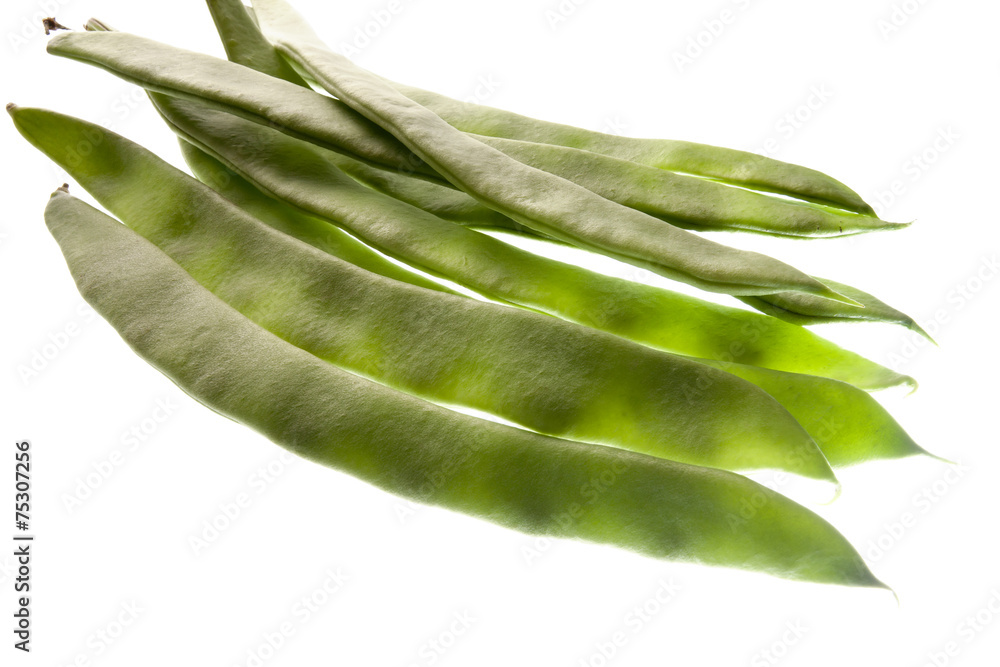 Green beans isolated on white background