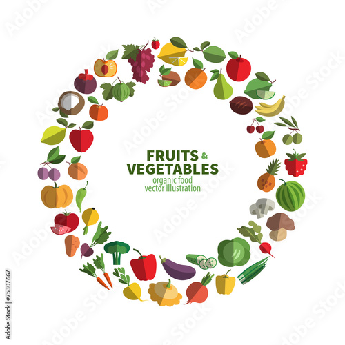 food. fruit and vegetables icon set