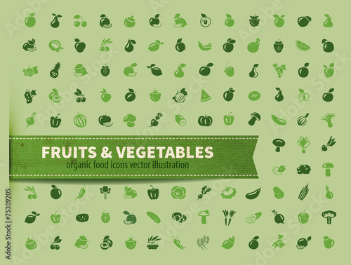 food. fruit and vegetables icon set