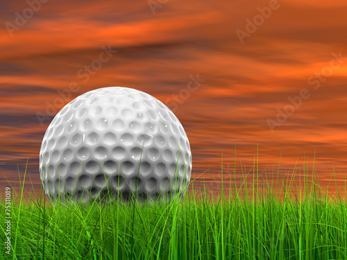 Sunset sky and a golf ball