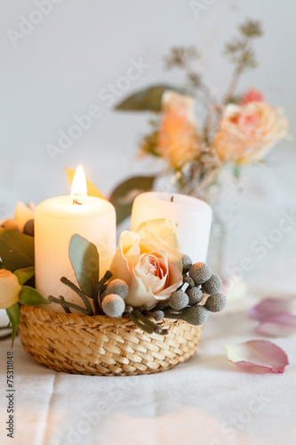 nice flowers and candle