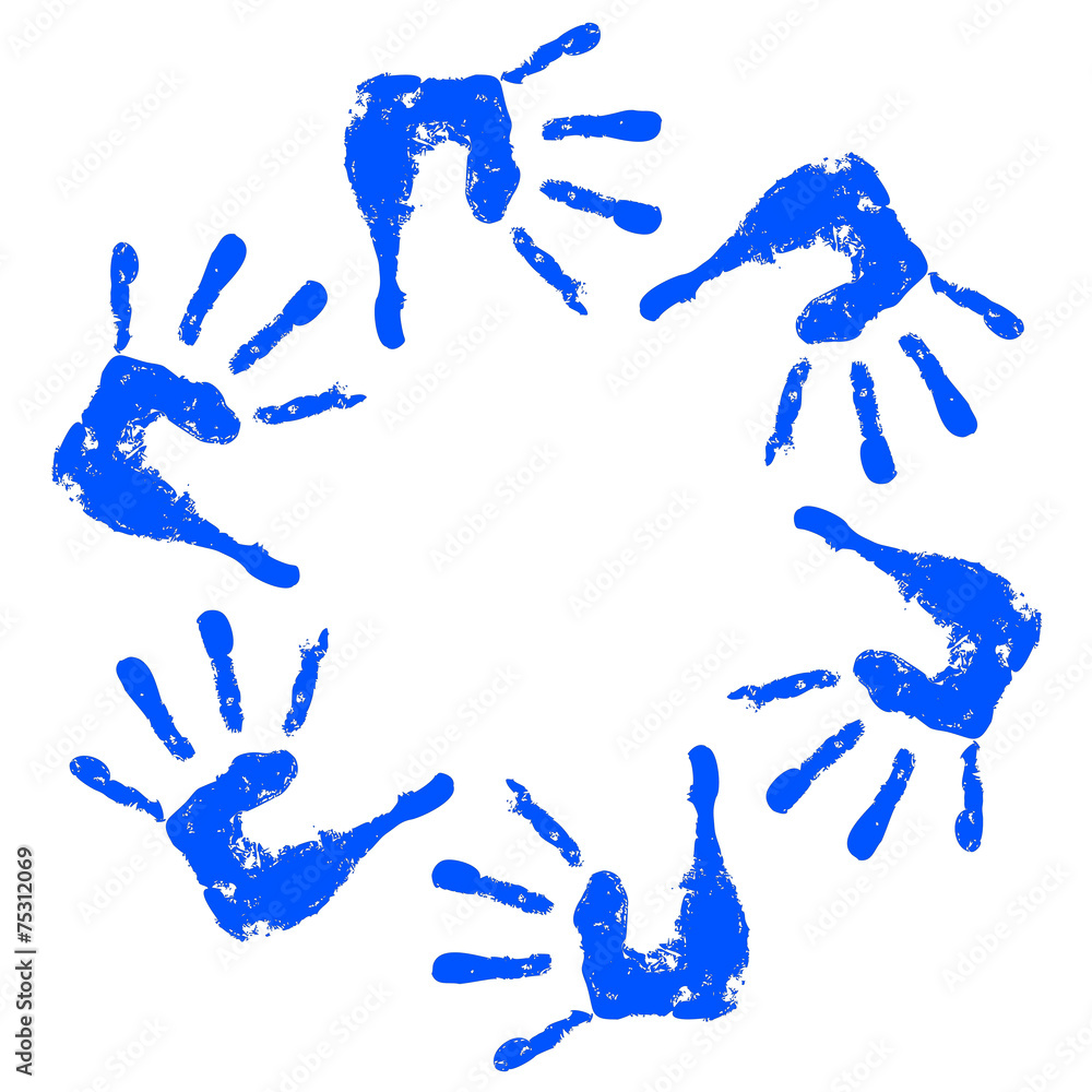 Conceptual children painted hand print isolated Conceptual children painted hand print isolated