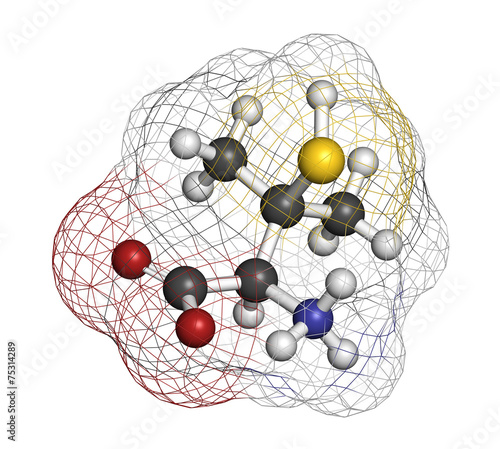 Penicillamine drug molecule. Used as chelating agent. photo
